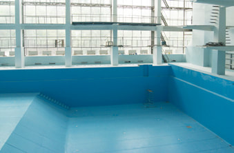 The finished and refurbished swimming pool